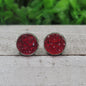 Red Krystal Druzy Stud Earrings