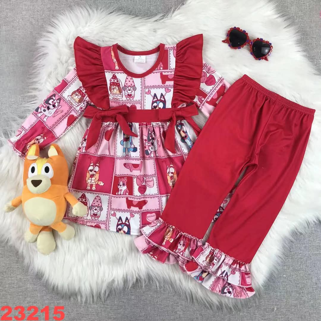 Colorblock Bluey Valentine's Day Youth Pant Set ☆ PREORDER