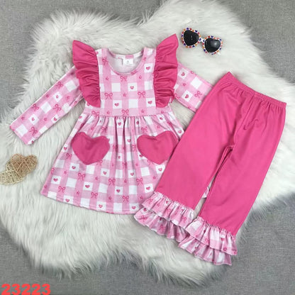 Pink Hearts & Bows Valentine's Day Youth Pant Set ☆ PREORDER