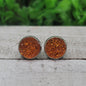 Orange Krystal Druzy Stud Earrings