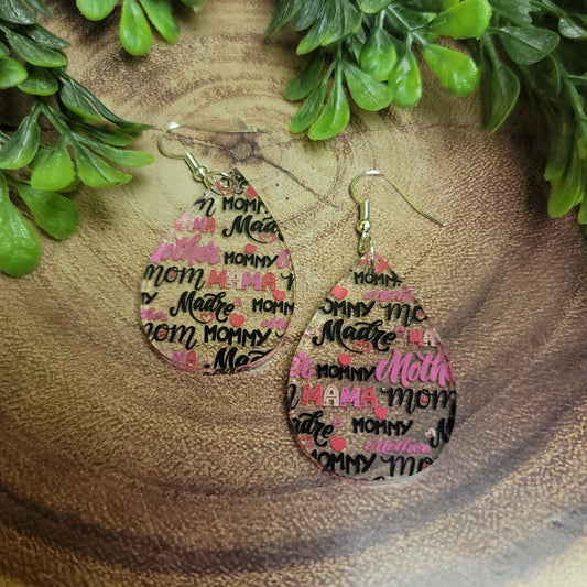 Mama, Mom, Mommy Madre, Mother Teardrop | Dangle Earrings