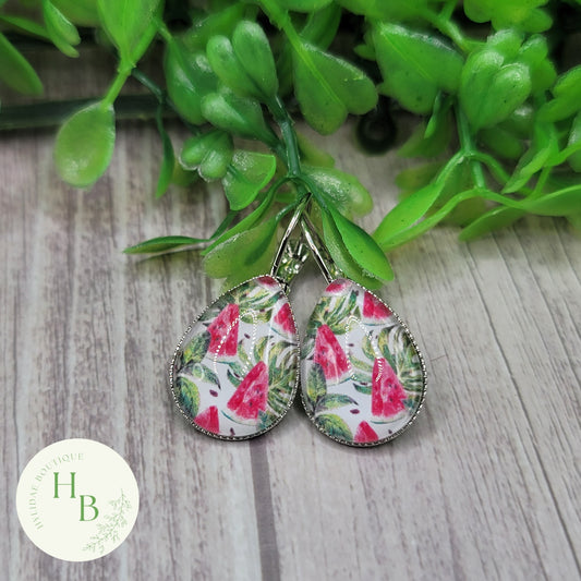 Watermelon Teardrop French Lever Earrings