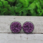 Plum Druzy Stud Earrings