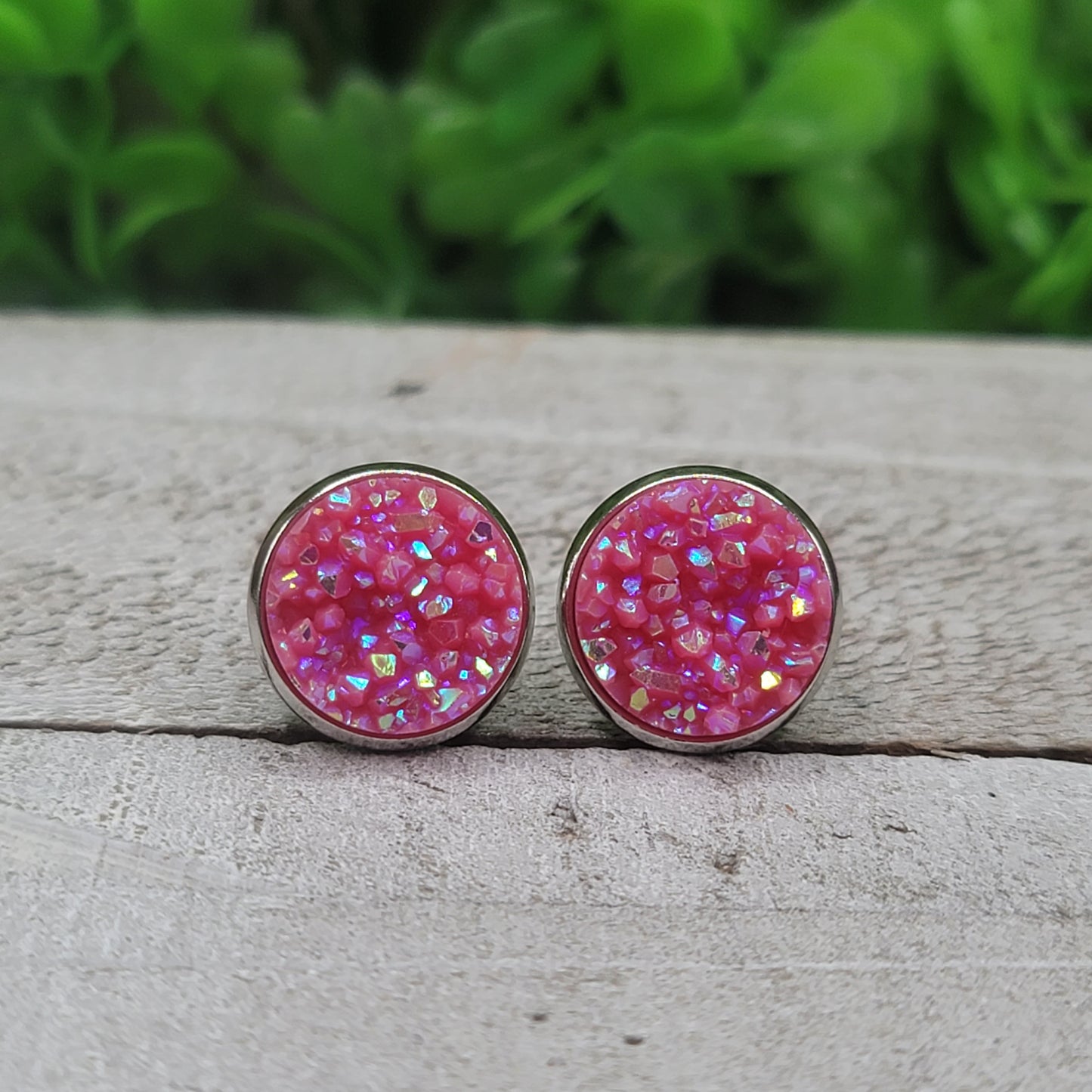 Lipstick Glitz Druzy Stud Earrings