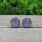 Purple Krystal Glitz Druzy Stud Earrings