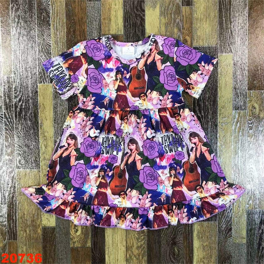 Purple Rose Collage Youth Dress ♡ Ships in Approx 3-4 weeks {Custom Made}