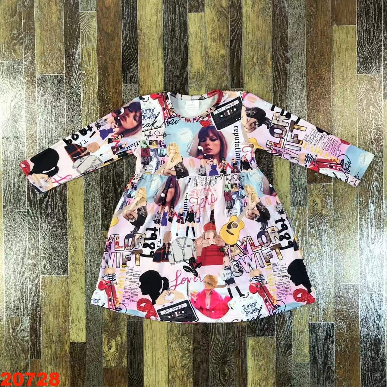 Taylor Collage Long Sleeve Youth Dress ♡ Ships in Approx 3-4 weeks {Custom Made}