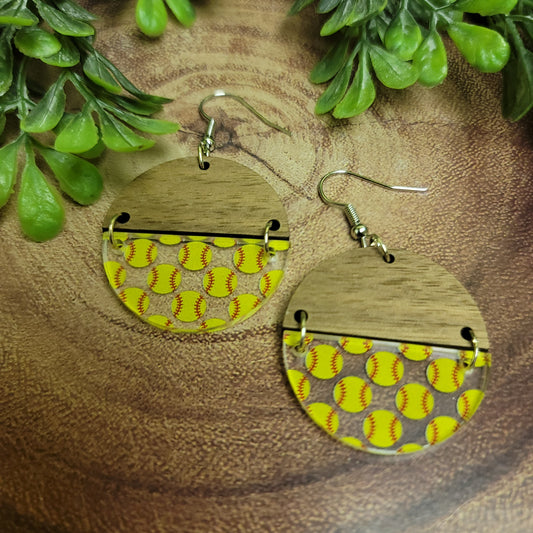 Softball Split Circle | Dangle Earrings