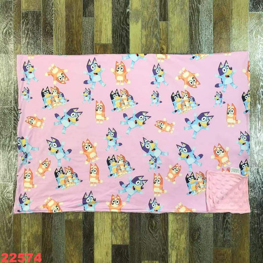 Bluey & Bingo on Pink Youth Minky Blanket ☆ 40x30 inches ☆ PREORDER