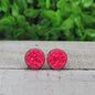 Pink Neon Druzy Stud Earrings