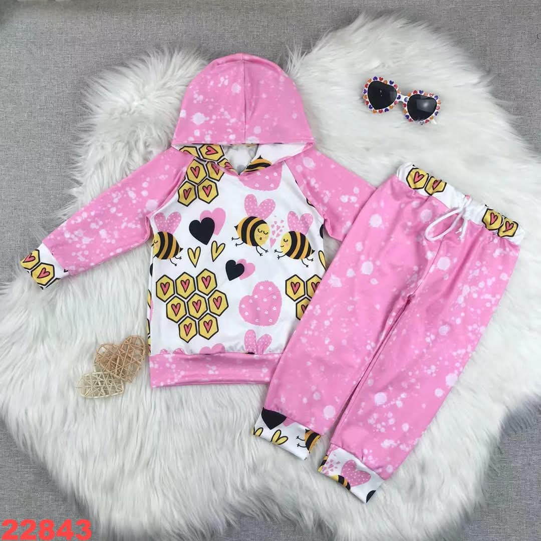 Bees & Hearts Valentine's Day Hooded Youth Jogger Set ☆ PREORDER