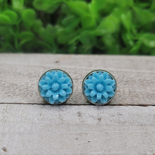 Blue Dahlias Earrings