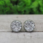 Silver Druzy Stud Earrings