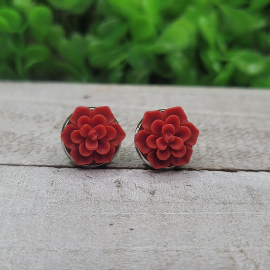 Red Succulent Earrings