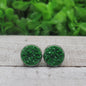 Green Druzy Stud Earrings