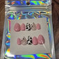Pink and Cow Print Medium Almond Press-On Nails