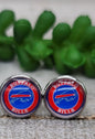 Buffalo Bills Football - Circle || 12mm Glass Stud Earrings || Hypoallergenic