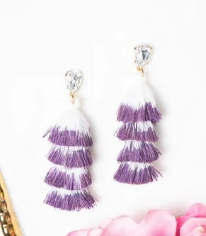 Elegantly Simple Purple Tassel Dangle Earrings