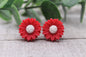 Red Daisy Stud Earrings