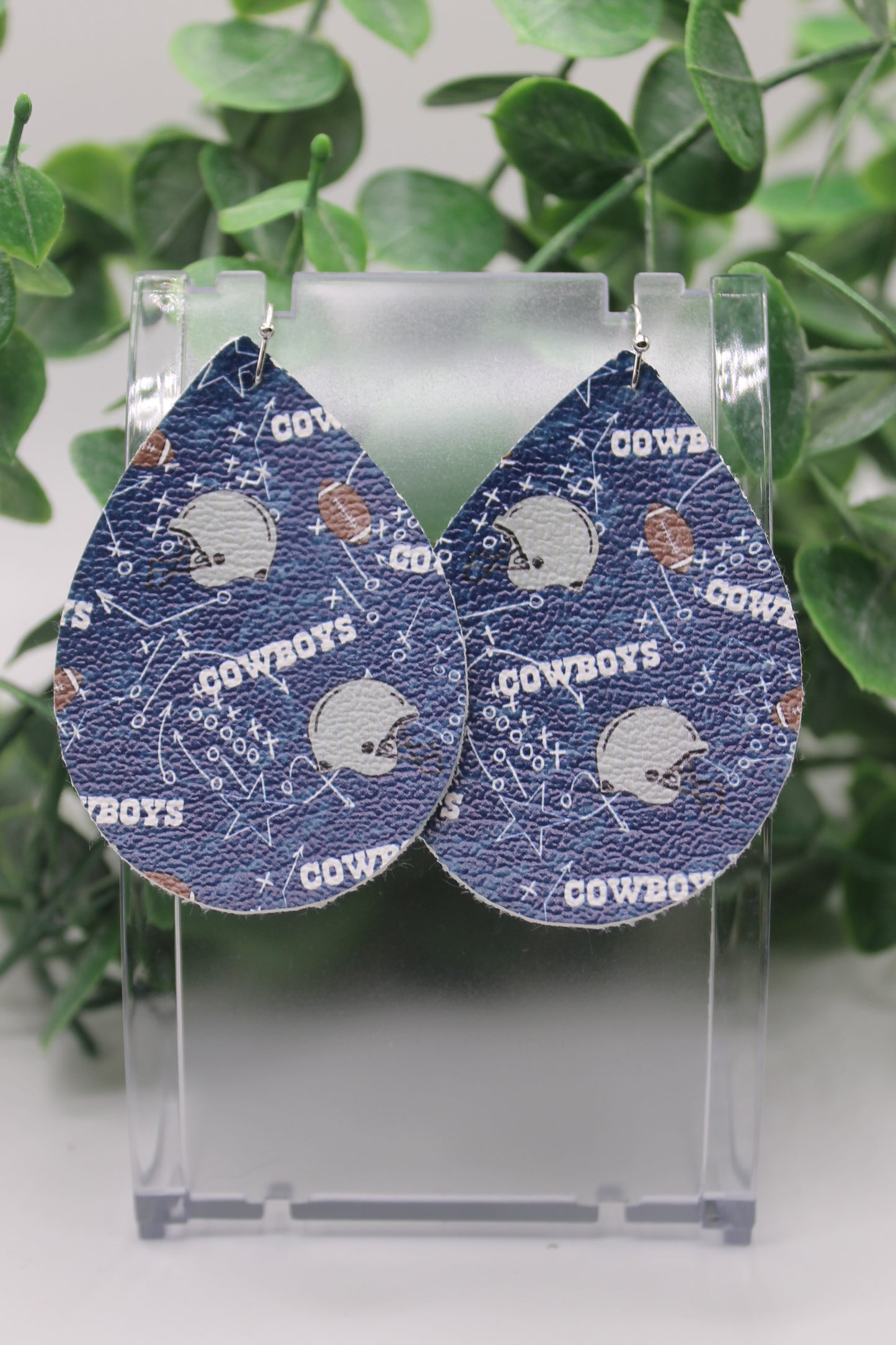 Cowboys Football || Teardrop Faux Leather Earrings || Hypoallergenic