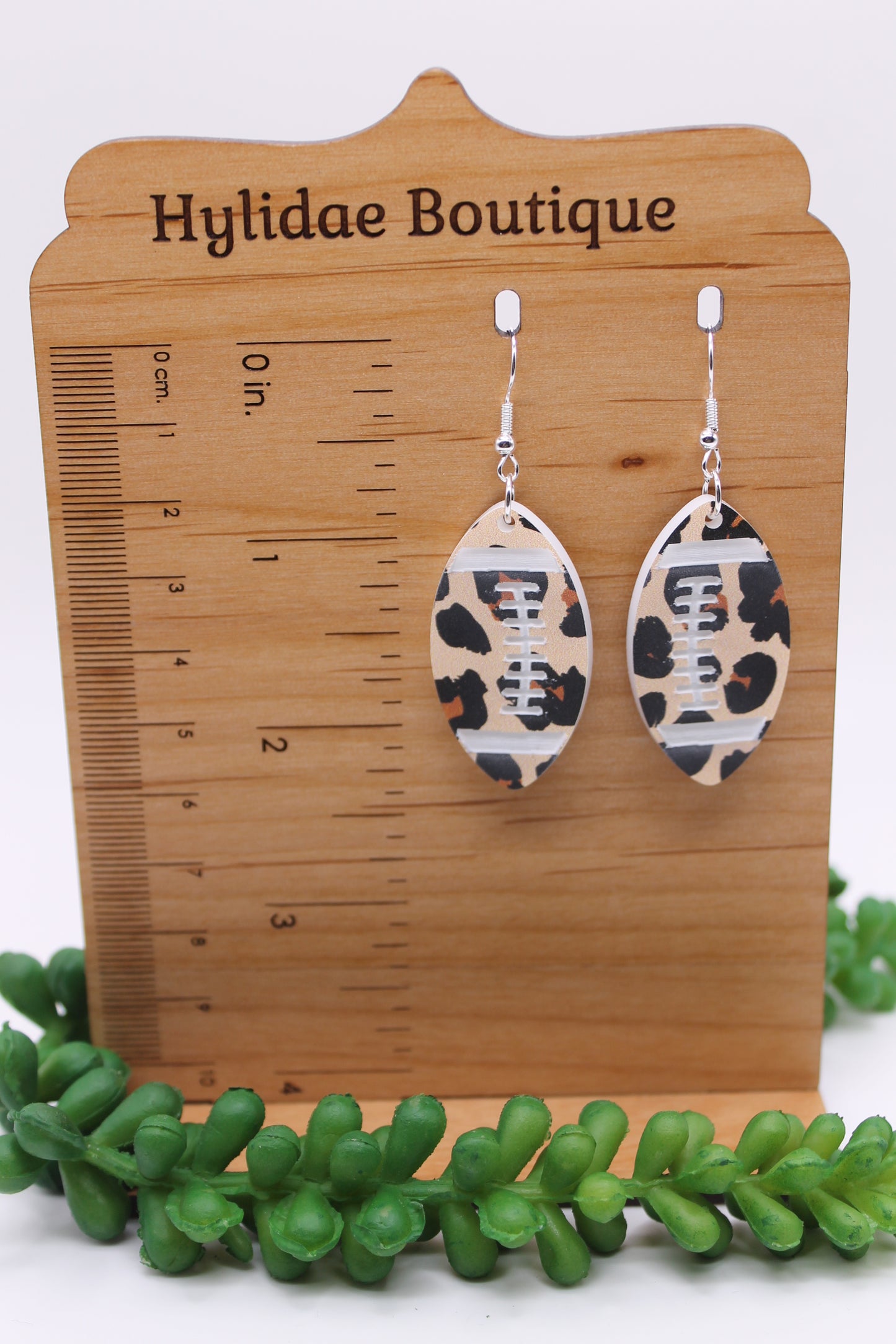 Leopard Football | Acrylic Dangle Earrings