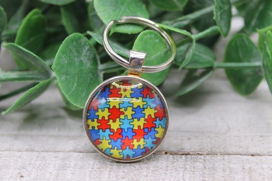 Autism Awareness Round Keychain