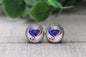 Buffalo Bills Football - Heart || 12mm Glass Stud Earrings || Hypoallergenic