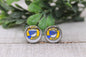 St Louis Blues Hockey Circle || 12mm Glass Stud Earrings || Hypoallergenic