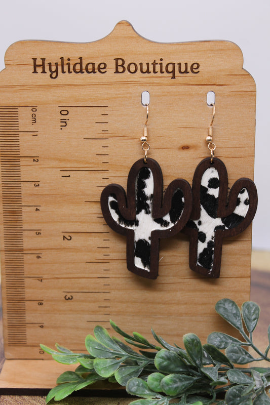 Cactus - Cow || Dangle Earrings || Hypoallergenic *SALE*