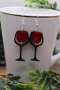 Red Wine Glass || Acrylic Dangle Earrings || Hypoallergenic