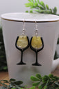 White Wine Glass || Acrylic Dangle Earrings || Hypoallergenic