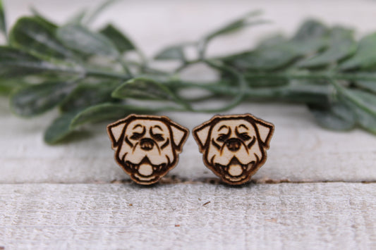 Rottweiler || Wood Stud Earrings