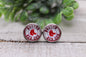 Boston Red Sox Baseball || 12mm Glass Stud Earrings || Hypoallergenic