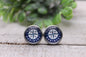 Mariners Baseball || 12mm Glass Stud Earrings || Hypoallergenic