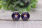 Astros Baseball || 12mm Glass Stud Earrings || Hypoallergenic