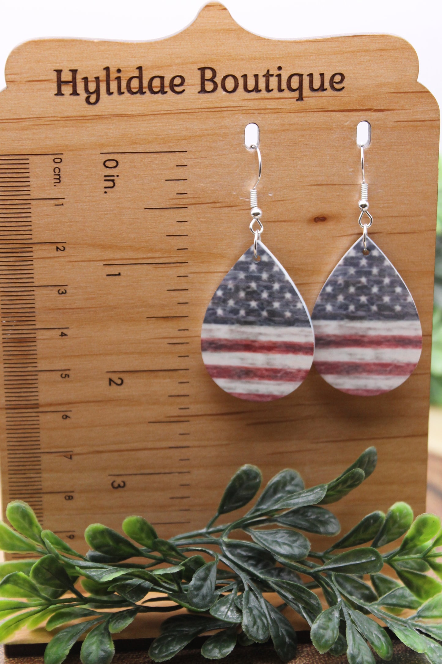 American Flag Teardrop Dangle Earrings