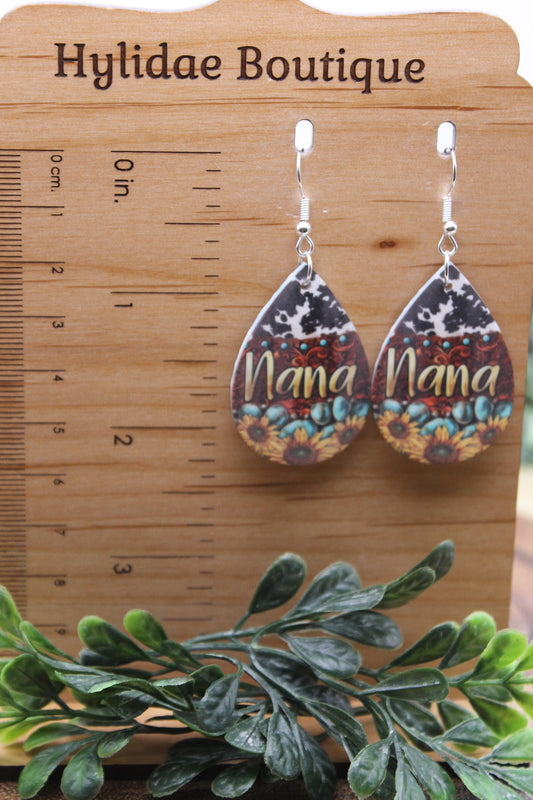 NANA Sunflowers & Cow Teardrop Dangle Earrings