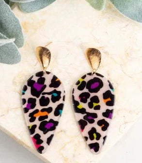 Drop of Perfection Multicolored Leopard Dangle Earrings